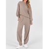 image:imageANRABESS Womens 2 Piece Outfits Sweatsuits Oversized Sweatshirts Barrel Pants Matching Lounge Sets 2026 Fall Travel ClothesKhaki