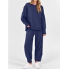 image:imageANRABESS Womens 2 Piece Outfits Sweatsuits Oversized Sweatshirts Barrel Pants Matching Lounge Sets 2026 Fall Travel ClothesNavy Blue