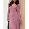 image:imageANRABESS Womens Bodycon Scoop Neck Long Sleeve Maxi Dress  Soft Brushed Lined Stretch KnitSlim Fit Loungewear Night Out Party DressesCasual Elegant StyleSpring Fall Winter WearCoral Pink