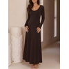 image:imageANRABESS Womens Bodycon Scoop Neck Long Sleeve Maxi Dress  Soft Brushed Lined Stretch KnitSlim Fit Loungewear Night Out Party DressesCasual Elegant StyleSpring Fall Winter WearDark Brown
