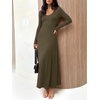 image:imageANRABESS Womens Bodycon Scoop Neck Long Sleeve Maxi Dress  Soft Brushed Lined Stretch KnitSlim Fit Loungewear Night Out Party DressesCasual Elegant StyleSpring Fall Winter WearGreen