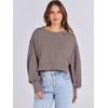 image:imageANRABESS Womens Cropped Sweatshirts Oversized Crewneck Long Sleeve Tops 2026 Spring Winter Loose Pullover Teen Girls ClothesBrown