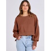 image:imageANRABESS Womens Cropped Sweatshirts Oversized Crewneck Long Sleeve Tops 2026 Spring Winter Loose Pullover Teen Girls ClothesCaramel