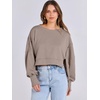 image:imageANRABESS Womens Cropped Sweatshirts Oversized Crewneck Long Sleeve Tops 2026 Spring Winter Loose Pullover Teen Girls ClothesKhaki