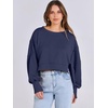 image:imageANRABESS Womens Cropped Sweatshirts Oversized Crewneck Long Sleeve Tops 2026 Spring Winter Loose Pullover Teen Girls ClothesNavy Blue