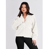 image:imageANRABESS Womens Fuzzy Fleece Jacket Fall Casual Long Sleeve Cropped Sherpa Button Down Shacket Coats Outwear With PocketsBeige