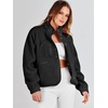 image:imageANRABESS Womens Fuzzy Fleece Jacket Fall Casual Long Sleeve Cropped Sherpa Button Down Shacket Coats Outwear With PocketsBlack