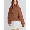 image:imageANRABESS Womens Fuzzy Fleece Jacket Fall Casual Long Sleeve Cropped Sherpa Button Down Shacket Coats Outwear With PocketsBrown