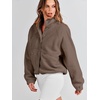image:imageANRABESS Womens Fuzzy Fleece Jacket Fall Casual Long Sleeve Cropped Sherpa Button Down Shacket Coats Outwear With PocketsCoffee