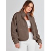 image:imageANRABESS Womens Fuzzy Fleece Jacket Fall Casual Long Sleeve Cropped Sherpa Button Down Shacket Coats Outwear With PocketsCoffee
