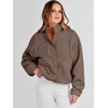 image:imageANRABESS Womens Fuzzy Fleece Jacket Fall Casual Long Sleeve Cropped Sherpa Button Down Shacket Coats Outwear With PocketsCoffee