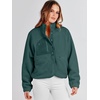 image:imageANRABESS Womens Fuzzy Fleece Jacket Fall Casual Long Sleeve Cropped Sherpa Button Down Shacket Coats Outwear With PocketsDark Green