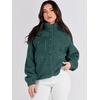 image:imageANRABESS Womens Fuzzy Fleece Jacket Fall Casual Long Sleeve Cropped Sherpa Button Down Shacket Coats Outwear With PocketsDark Green