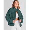 image:imageANRABESS Womens Fuzzy Fleece Jacket Fall Casual Long Sleeve Cropped Sherpa Button Down Shacket Coats Outwear With PocketsDark Green