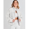 image:imageANRABESS Womens Fuzzy Fleece Jacket Fall Casual Long Sleeve Cropped Sherpa Button Down Shacket Coats Outwear With PocketsGray