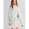 image:imageANRABESS Womens Fuzzy Fleece Jacket Fall Casual Long Sleeve Cropped Sherpa Button Down Shacket Coats Outwear With PocketsGray