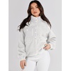 image:imageANRABESS Womens Fuzzy Fleece Jacket Fall Casual Long Sleeve Cropped Sherpa Button Down Shacket Coats Outwear With PocketsGray