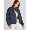 image:imageANRABESS Womens Fuzzy Fleece Jacket Fall Casual Long Sleeve Cropped Sherpa Button Down Shacket Coats Outwear With PocketsNavy Blue