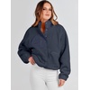 image:imageANRABESS Womens Fuzzy Fleece Jacket Fall Casual Long Sleeve Cropped Sherpa Button Down Shacket Coats Outwear With PocketsNavy Blue