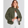 image:imageANRABESS Womens Fuzzy Fleece Jacket Fall Casual Long Sleeve Cropped Sherpa Button Down Shacket Coats Outwear With PocketsOlive