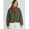 image:imageANRABESS Womens Fuzzy Fleece Jacket Fall Casual Long Sleeve Cropped Sherpa Button Down Shacket Coats Outwear With PocketsOlive