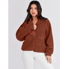 image:imageANRABESS Womens Fuzzy Fleece Jacket Fall Casual Long Sleeve Cropped Sherpa Button Down Shacket Coats Outwear With PocketsRust