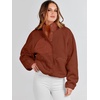 image:imageANRABESS Womens Fuzzy Fleece Jacket Fall Casual Long Sleeve Cropped Sherpa Button Down Shacket Coats Outwear With PocketsRust
