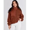 image:imageANRABESS Womens Fuzzy Fleece Jacket Fall Casual Long Sleeve Cropped Sherpa Button Down Shacket Coats Outwear With PocketsRust