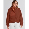 image:imageANRABESS Womens Fuzzy Fleece Jacket Fall Casual Long Sleeve Cropped Sherpa Button Down Shacket Coats Outwear With PocketsRust