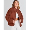 image:imageANRABESS Womens Fuzzy Fleece Jacket Fall Casual Long Sleeve Cropped Sherpa Button Down Shacket Coats Outwear With PocketsRust