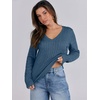 image:imageANRABESS Womens Long Sleeve Cable Knit Sweater 2026 Fall Fashion V Neck Fitted Pullover Top Business Casual Work Fall OutfitsIndigo Blue