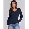 image:imageANRABESS Womens Long Sleeve Cable Knit Sweater 2026 Fall Fashion V Neck Fitted Pullover Top Business Casual Work Fall OutfitsNavy Blue
