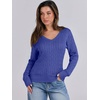 image:imageANRABESS Womens Long Sleeve Cable Knit Sweater 2026 Fall Fashion V Neck Fitted Pullover Top Business Casual Work Fall OutfitsRoyal Blue
