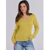 image:imageANRABESS Womens Long Sleeve Cable Knit Sweater 2026 Fall Fashion V Neck Fitted Pullover Top Business Casual Work Fall OutfitsYellow
