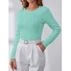 image:imageANRABESS Womens Long Sleeve Cable Knit Sweater Jumper Crewneck Pullover Soft Dressy Casual Tops Cute 2026 Fall Trendy OutfitsLake