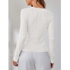 image:imageANRABESS Womens Long Sleeve Cable Knit Sweater Jumper Crewneck Pullover Soft Dressy Casual Tops Cute 2026 Fall Trendy OutfitsOff Cream White