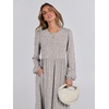 image:imageANRABESS Womens Long Sleeve Crewneck Tiered A Line Midi Dress  Soft Lightweight Breathable Loose Flowy Dress with Slit Pockets Fall Casual Outfit for Work Beach TravelGray With White Polka Dot