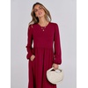 image:imageANRABESS Womens Long Sleeve Crewneck Tiered A Line Midi Dress  Soft Lightweight Breathable Loose Flowy Dress with Slit Pockets Fall Casual Outfit for Work Beach TravelBurgundy