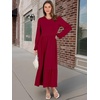 image:imageANRABESS Womens Long Sleeve Crewneck Tiered A Line Midi Dress  Soft Lightweight Breathable Loose Flowy Dress with Slit Pockets Fall Casual Outfit for Work Beach TravelBurgundy
