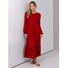 image:imageANRABESS Womens Long Sleeve Crewneck Tiered A Line Midi Dress  Soft Lightweight Breathable Loose Flowy Dress with Slit Pockets Fall Casual Outfit for Work Beach TravelRed