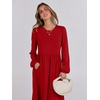 image:imageANRABESS Womens Long Sleeve Crewneck Tiered A Line Midi Dress  Soft Lightweight Breathable Loose Flowy Dress with Slit Pockets Fall Casual Outfit for Work Beach TravelRed