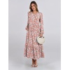 image:imageANRABESS Womens Long Sleeve Crewneck Tiered A Line Midi Dress  Soft Lightweight Breathable Loose Flowy Dress with Slit Pockets Fall Casual Outfit for Work Beach TravelFloral Pink