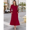 image:imageANRABESS Womens Long Sleeve Crewneck Tiered A Line Midi Dress  Soft Lightweight Breathable Loose Flowy Dress with Slit Pockets Fall Casual Outfit for Work Beach TravelBurgundy