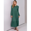 image:imageANRABESS Womens Long Sleeve Crewneck Tiered A Line Midi Dress  Soft Lightweight Breathable Loose Flowy Dress with Slit Pockets Fall Casual Outfit for Work Beach TravelGrass Green