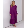 image:imageANRABESS Womens Long Sleeve Crewneck Tiered A Line Midi Dress  Soft Lightweight Breathable Loose Flowy Dress with Slit Pockets Fall Casual Outfit for Work Beach TravelPurple