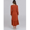 image:imageANRABESS Womens Long Sleeve Crewneck Tiered A Line Midi Dress  Soft Lightweight Breathable Loose Flowy Dress with Slit Pockets Fall Casual Outfit for Work Beach TravelBrick Red