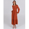 image:imageANRABESS Womens Long Sleeve Crewneck Tiered A Line Midi Dress  Soft Lightweight Breathable Loose Flowy Dress with Slit Pockets Fall Casual Outfit for Work Beach TravelBrick Red