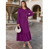 image:imageANRABESS Womens Long Sleeve Crewneck Tiered A Line Midi Dress  Soft Lightweight Breathable Loose Flowy Dress with Slit Pockets Fall Casual Outfit for Work Beach TravelPurple