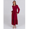 image:imageANRABESS Womens Long Sleeve Crewneck Tiered A Line Midi Dress  Soft Lightweight Breathable Loose Flowy Dress with Slit Pockets Fall Casual Outfit for Work Beach TravelBurgundy