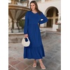image:imageANRABESS Womens Long Sleeve Crewneck Tiered A Line Midi Dress  Soft Lightweight Breathable Loose Flowy Dress with Slit Pockets Fall Casual Outfit for Work Beach TravelBlue